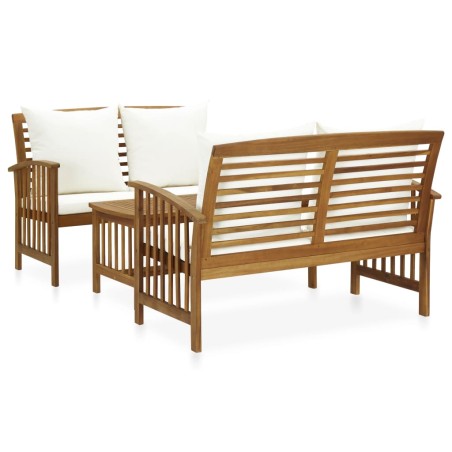 vidaXL Muebles de jardín 3 piezas con cojines madera maciza de acacia 