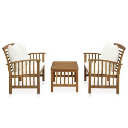 vidaXL Muebles de jardín 3 piezas con cojines madera maciza de acacia 