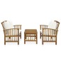 vidaXL Muebles de jardín 3 piezas con cojines madera maciza de acacia 