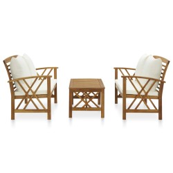 vidaXL Muebles de jardín 3 piezas con cojines madera maciza de acacia 