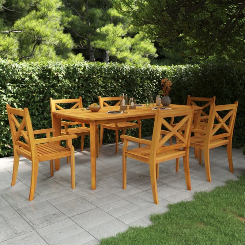 vidaXL Juego de comedor de jardín 7 piezas madera maciza de acacia vidaXL Juego de comedor de jardín 7 piezas madera maciza de acacia