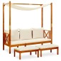 vidaXL Banco de jardín con toldo y reposapiés madera maciza de acacia vidaXL Banco de jardín con toldo y reposapiés madera maciza de acacia