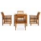 vidaXL Set comedor de jardín 5 pzas y cojines madera maciza de acacia vidaXL Set comedor de jardín 5 pzas y cojines madera maciza de acacia