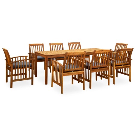 vidaXL Set comedor de jardín 9 pzas y cojines madera maciza de acacia