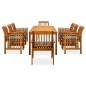 vidaXL Set comedor de jardín 9 pzas y cojines madera maciza de acacia vidaXL Set comedor de jardín 9 pzas y cojines madera maciza de acacia
