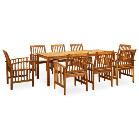 vidaXL Set comedor de jardín 9 pzas y cojines madera maciza de acacia