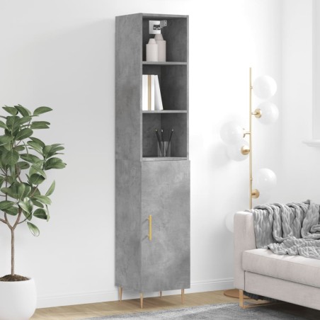 vidaXL Aparador de madera contrachapada gris hormigón 34,5x34x180 cm