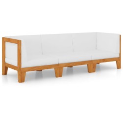 vidaXL Juego muebles de jardín y cojines 3 pzas madera maciza acacia
