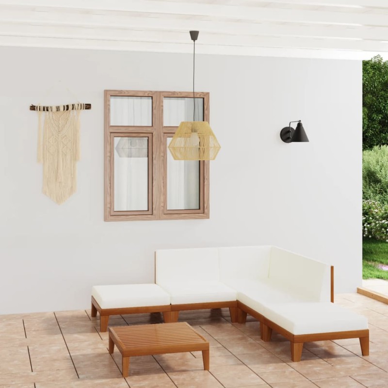 vidaXL Juego muebles de jardín y cojines 7 pzas madera maciza acacia vidaXL Juego muebles de jardín y cojines 7 pzas madera maciza acacia