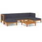 vidaXL Juego muebles de jardín y cojines 7 pzas madera maciza acacia vidaXL Juego muebles de jardín y cojines 7 pzas madera maciza acacia
