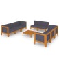vidaXL Juego muebles de jardín y cojines 9 pzas madera maciza acacia vidaXL Juego muebles de jardín y cojines 9 pzas madera maciza acacia