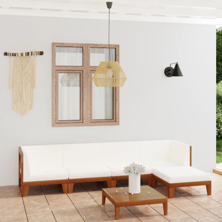 vidaXL Juego muebles de jardín y cojines 6 pzas madera maciza acacia