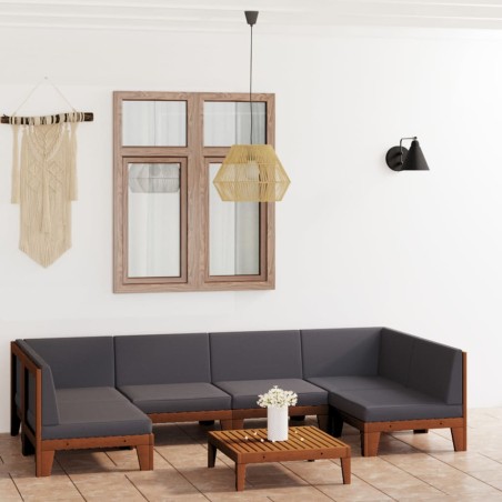 vidaXL Juego muebles de jardín y cojines 7 pzas madera maciza acacia