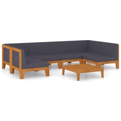 vidaXL Juego muebles de jardín y cojines 7 pzas madera maciza acacia