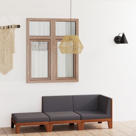 vidaXL Juego muebles de jardín y cojines 3 pzas madera maciza acacia