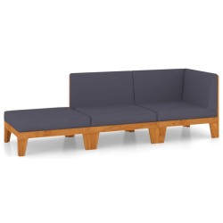 vidaXL Juego muebles de jardín y cojines 3 pzas madera maciza acacia
