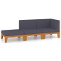 vidaXL Juego muebles de jardín y cojines 3 pzas madera maciza acacia vidaXL Juego muebles de jardín y cojines 3 pzas madera maciza acacia