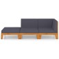 vidaXL Juego muebles de jardín y cojines 3 pzas madera maciza acacia vidaXL Juego muebles de jardín y cojines 3 pzas madera maciza acacia