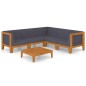vidaXL Juego muebles de jardín y cojines 6 pzas madera maciza acacia vidaXL Juego muebles de jardín y cojines 6 pzas madera maciza acacia