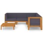 vidaXL Juego muebles de jardín y cojines 6 pzas madera maciza acacia vidaXL Juego muebles de jardín y cojines 6 pzas madera maciza acacia