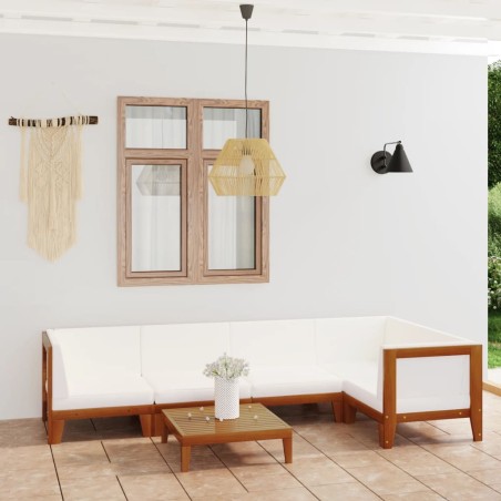 vidaXL Juego muebles de jardín y cojines 6 pzas madera maciza acacia