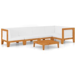 vidaXL Juego muebles de jardín y cojines 6 pzas madera maciza acacia