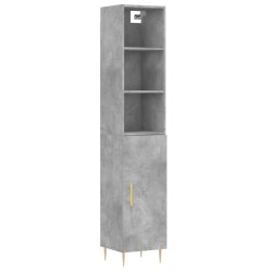 vidaXL Aparador de madera contrachapada gris hormigón 34,5x34x180 cm