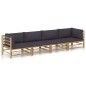 vidaXL Set de muebles de jardín 4 piezas bambú y cojines gris oscuro vidaXL Set de muebles de jardín 4 piezas bambú y cojines gris oscuro