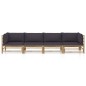 vidaXL Set de muebles de jardín 4 piezas bambú y cojines gris oscuro vidaXL Set de muebles de jardín 4 piezas bambú y cojines gris oscuro