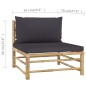 vidaXL Set de muebles de jardín 4 piezas bambú y cojines gris oscuro vidaXL Set de muebles de jardín 4 piezas bambú y cojines gris oscuro