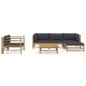 vidaXL Set de muebles de jardín 6 piezas bambú con cojines gris oscuro vidaXL Set de muebles de jardín 6 piezas bambú con cojines gris oscuro