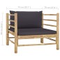 vidaXL Set de muebles de jardín 6 piezas bambú con cojines gris oscuro vidaXL Set de muebles de jardín 6 piezas bambú con cojines gris oscuro