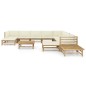 vidaXL Set de muebles de jardín 12 piezas bambú y cojines blanco crema vidaXL Set de muebles de jardín 12 piezas bambú y cojines blanco crema