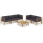 vidaXL Set de muebles de jardín 6 piezas bambú con cojines gris oscuro vidaXL Set de muebles de jardín 6 piezas bambú con cojines gris oscuro