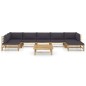 vidaXL Set de muebles de jardín 8 piezas bambú con cojines gris oscuro vidaXL Set de muebles de jardín 8 piezas bambú con cojines gris oscuro