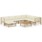 vidaXL Set de muebles de jardín 8 piezas bambú y cojines blanco crema vidaXL Set de muebles de jardín 8 piezas bambú y cojines blanco crema