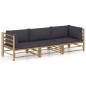 vidaXL Set de muebles de jardín 3 piezas bambú y cojines gris oscuro vidaXL Set de muebles de jardín 3 piezas bambú y cojines gris oscuro