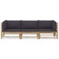 vidaXL Set de muebles de jardín 3 piezas bambú y cojines gris oscuro vidaXL Set de muebles de jardín 3 piezas bambú y cojines gris oscuro