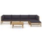 vidaXL Set de muebles de jardín 6 piezas bambú con cojines gris oscuro vidaXL Set de muebles de jardín 6 piezas bambú con cojines gris oscuro