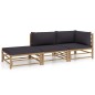vidaXL Set de muebles de jardín 3 piezas bambú y cojines gris oscuro vidaXL Set de muebles de jardín 3 piezas bambú y cojines gris oscuro