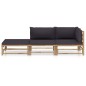 vidaXL Set de muebles de jardín 3 piezas bambú y cojines gris oscuro vidaXL Set de muebles de jardín 3 piezas bambú y cojines gris oscuro