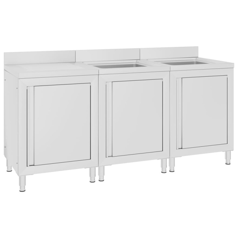 vidaXL Fregadero de cocina profesional acero inoxidable 180x60x96 cm