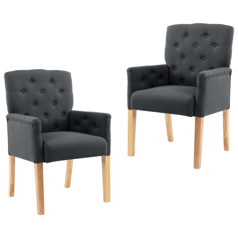 vidaXL Sillas de comedor con reposabrazos 2 unidades tela gris vidaXL Sillas de comedor con reposabrazos 2 unidades tela gris
