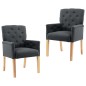 vidaXL Sillas de comedor con reposabrazos 2 unidades tela gris vidaXL Sillas de comedor con reposabrazos 2 unidades tela gris