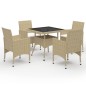 vidaXL Muebles de jardín 5 piezas ratán sintético y vidrio beige vidaXL Muebles de jardín 5 piezas ratán sintético y vidrio beige