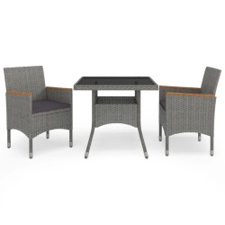 vidaXL Muebles de jardín 3 piezas ratán sintético gris y acacia 