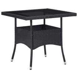 vidaXL Muebles de jardín 3 piezas ratán sintético y vidrio negro