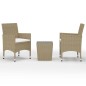 vidaXL Mesa y sillas de jardín 3 pzas ratán PE y vidrio templado beige vidaXL Mesa y sillas de jardín 3 pzas ratán PE y vidrio templado beige
