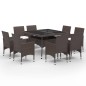 vidaXL Muebles de jardín 9 piezas ratán sintético y vidrio marrón vidaXL Muebles de jardín 9 piezas ratán sintético y vidrio marrón