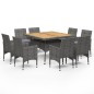 vidaXL Set de comedor de jardín 9 pzas ratán PE y madera acacia gris vidaXL Set de comedor de jardín 9 pzas ratán PE y madera acacia gris